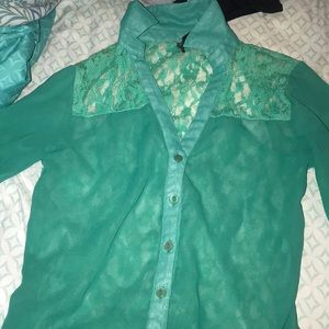 Blue long sleeve blouse